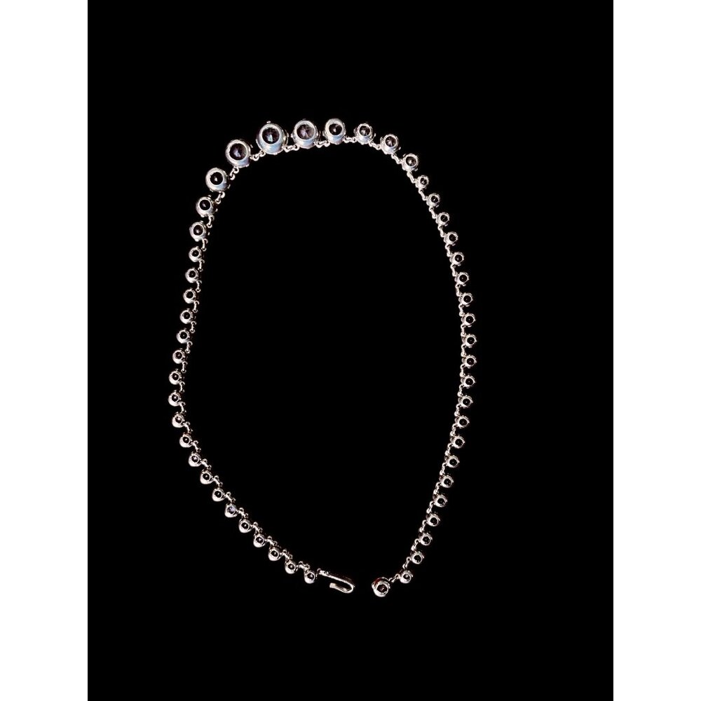 Clear Crystal Rhinestone Necklace open back Riviere style Vintage - Picture 6 of 10